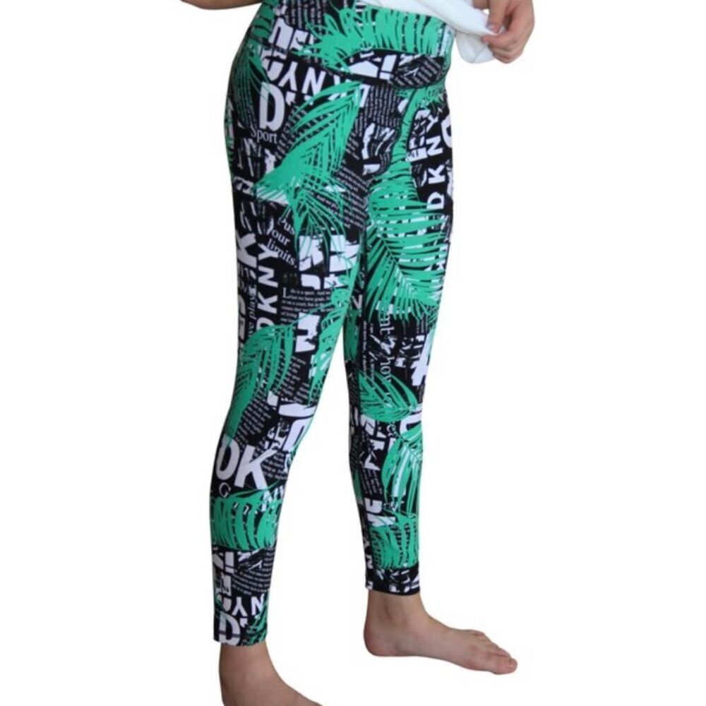 DKNY Sport, Evy Leggings Troptext Printed High-Waist 7/8 Leggings, Women’s XS